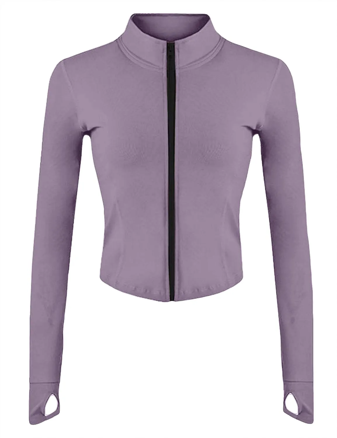 Gnveub Women’s Sports Running Jacket Slim Fit Stretchy Full Zip Athletic Workout Lightweight Jacket with Thumb Holes