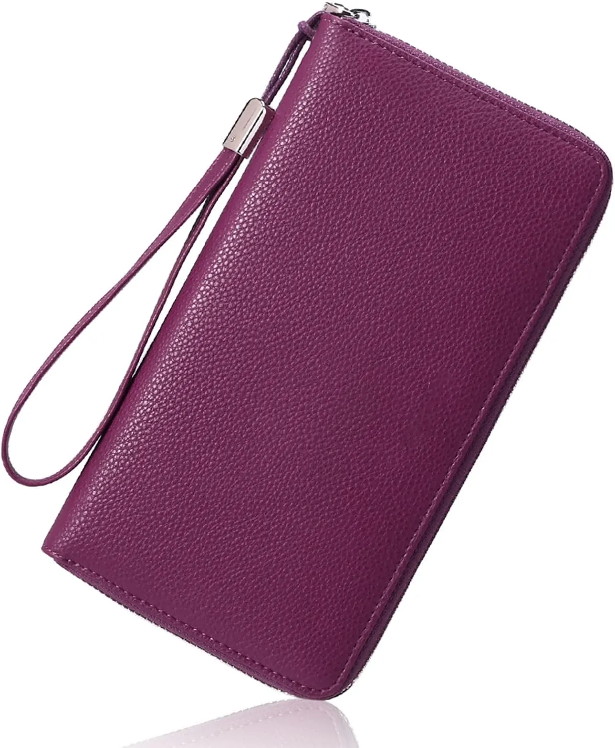 GOIACII Womens Wallet RFID Blocking Leather Zip Around Wallet Large Capacity Long Purse Credit Card Clutch Wristlet