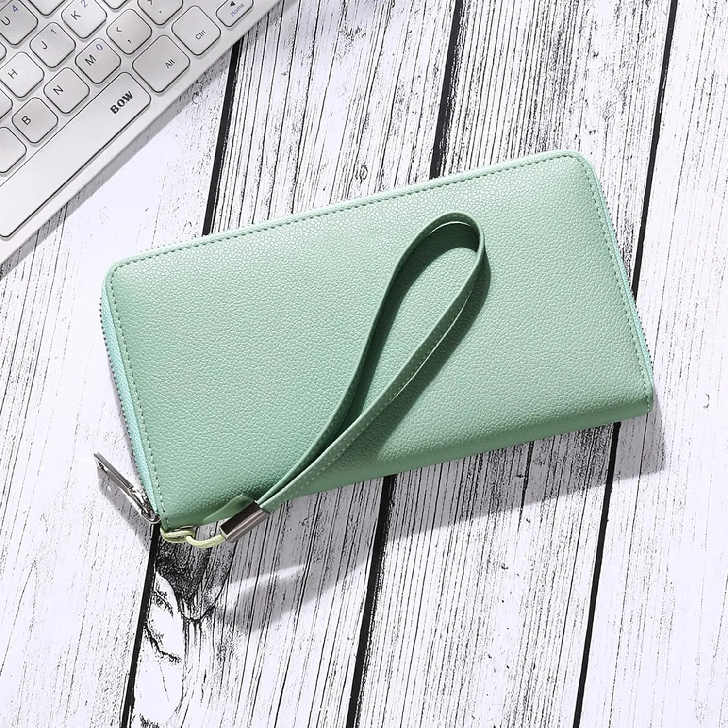 GOIACII Womens Wallet RFID Blocking Leather Zip Around Wallet Large Capacity Long Purse Credit Card Clutch Wristlet