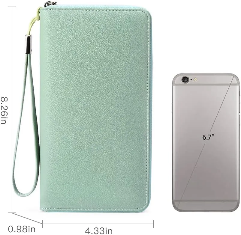 GOIACII Womens Wallet RFID Blocking Leather Zip Around Wallet Large Capacity Long Purse Credit Card Clutch Wristlet