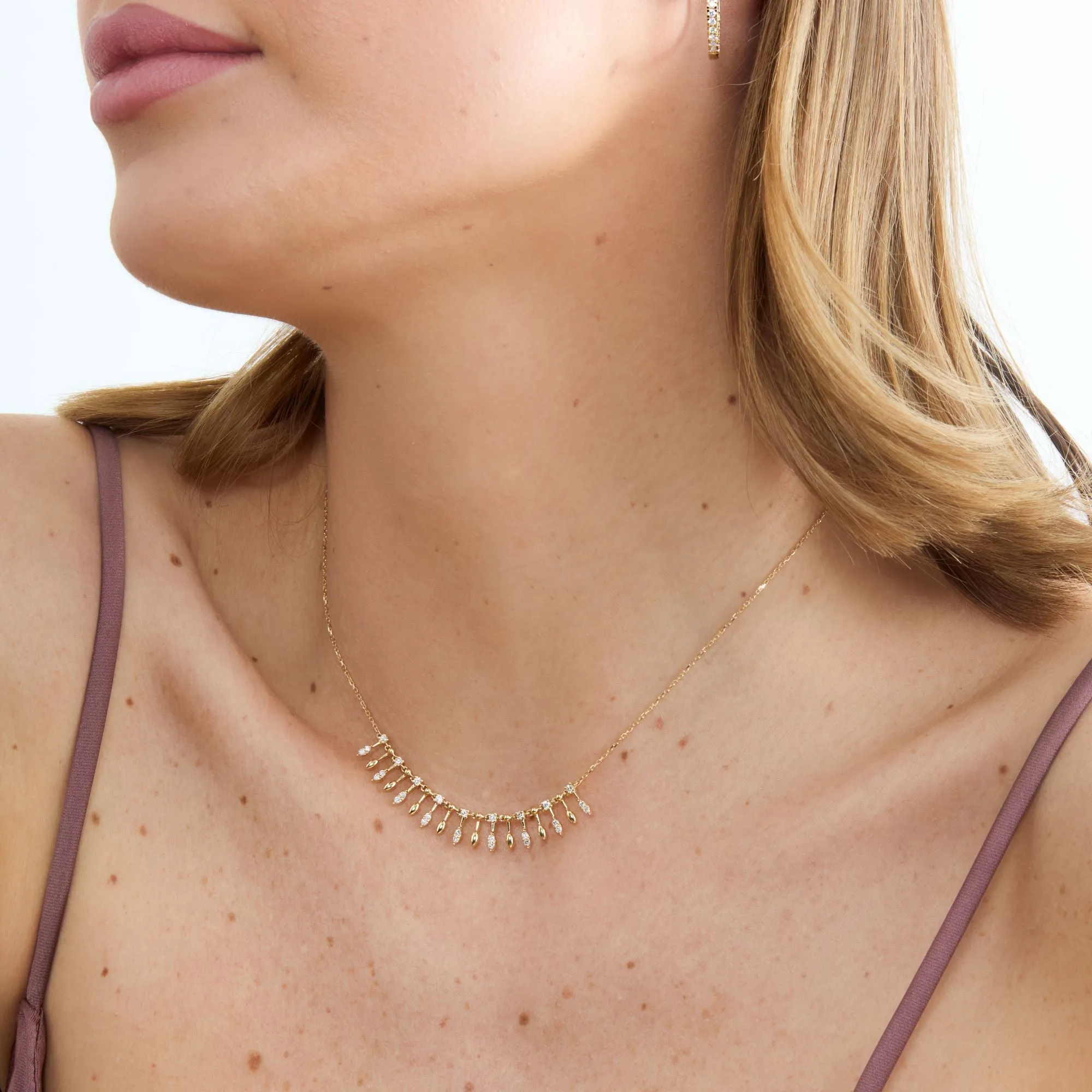 Gold Diamond Fringe Necklace, Bria