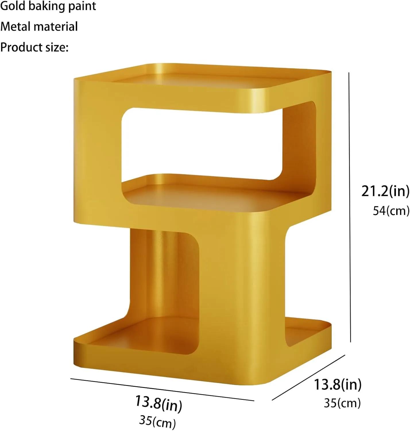 Gold Side Table,Modern end Table with Storage,Unique nightstand,Metal Bedside Tables,Accent Table for Living Room,Bedroom,Couch.no Assembly Required