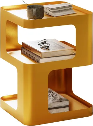 Gold Side Table,Modern end Table with Storage,Unique nightstand,Metal Bedside Tables,Accent Table for Living Room,Bedroom,Couch.no Assembly Required