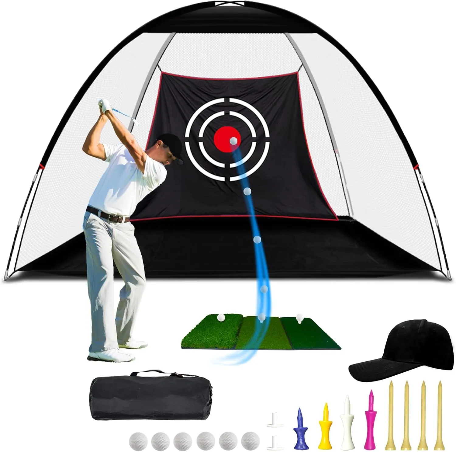 Golf Practice Hitting Net, Golf Nets for Backyard Driving, Heavy Duty Golf Net with Target Cloth to Practice Your Hitting Skills