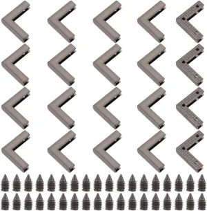 GOMAKERER 20 Sets Metal Purse Corner, L-Shaped Purse Corner Protectors Alloy Book Corner Protector Bag Edges and Bottom Corner Protectors for Purse Making and Decoration, Black