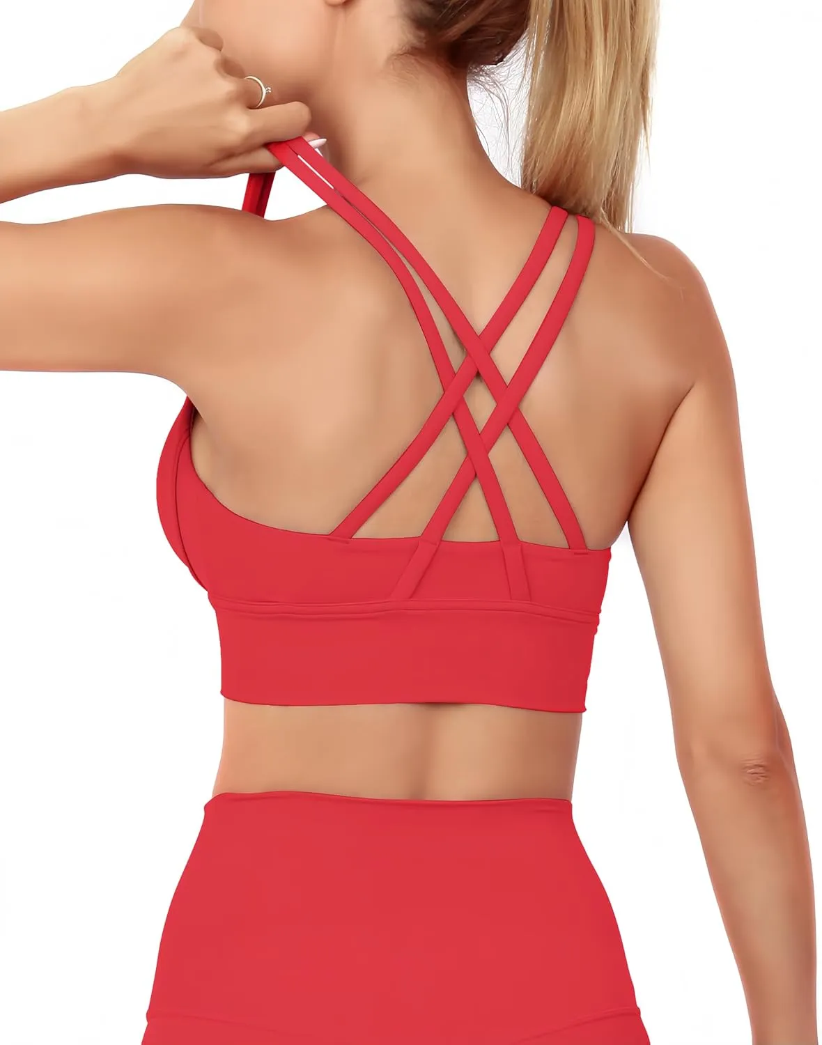 Grace Form Strappy Sports Bra for Women Padded Push Up Sports Bra Athletic Running Sports Bra Workout Bra Yoga Bra