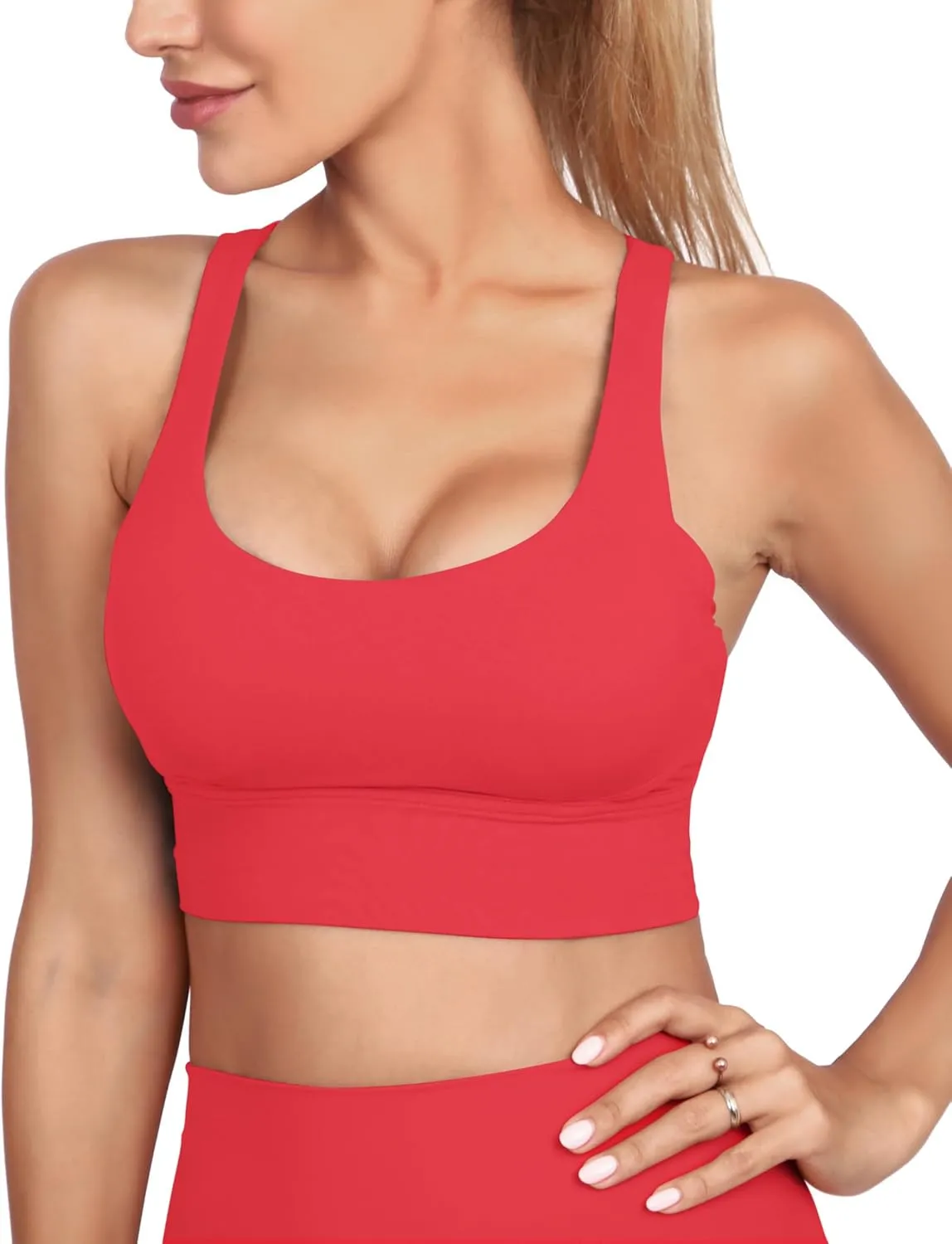 Grace Form Strappy Sports Bra for Women Padded Push Up Sports Bra Athletic Running Sports Bra Workout Bra Yoga Bra