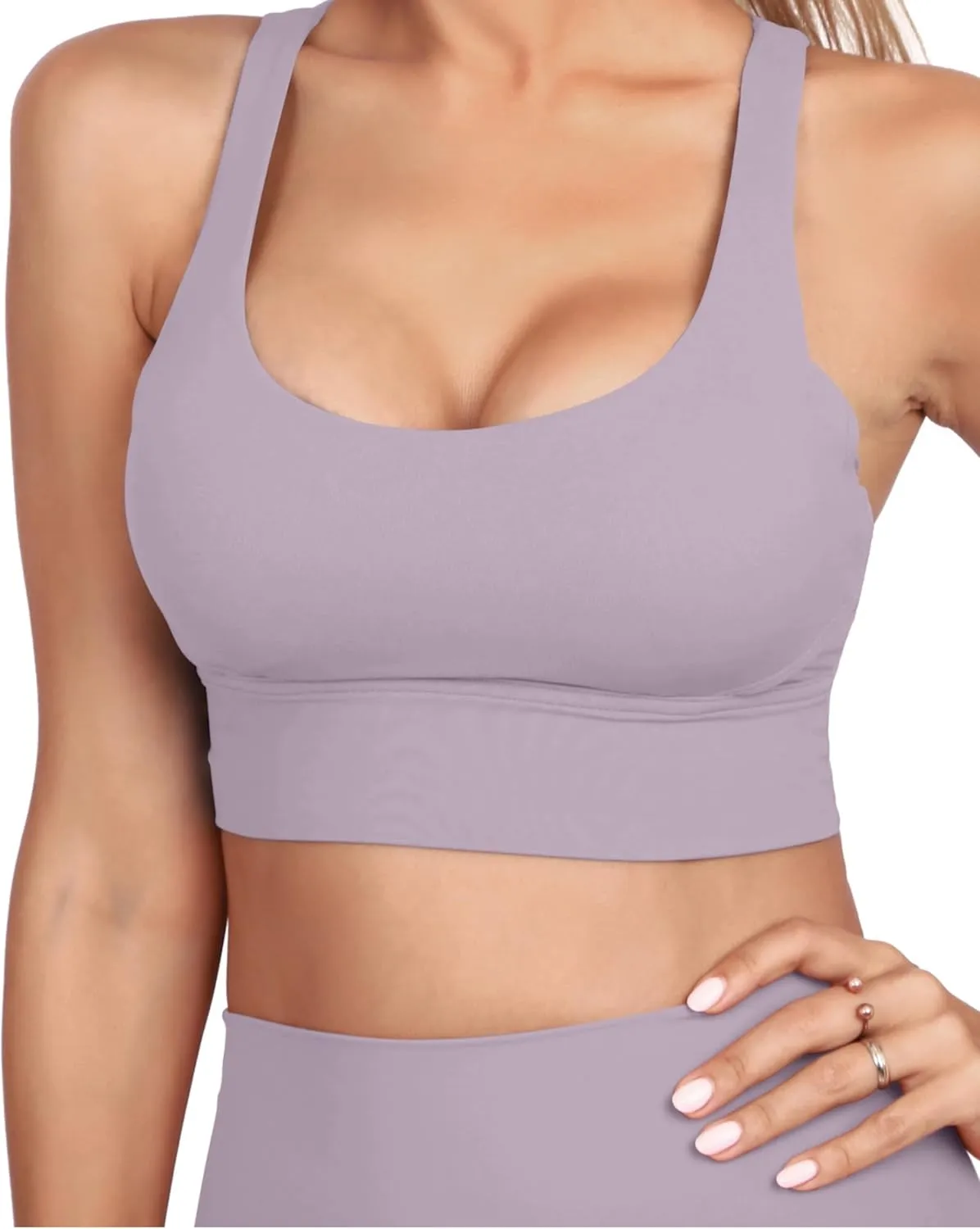 Grace Form Strappy Sports Bra for Women Padded Push Up Sports Bra Athletic Running Sports Bra Workout Bra Yoga Bra
