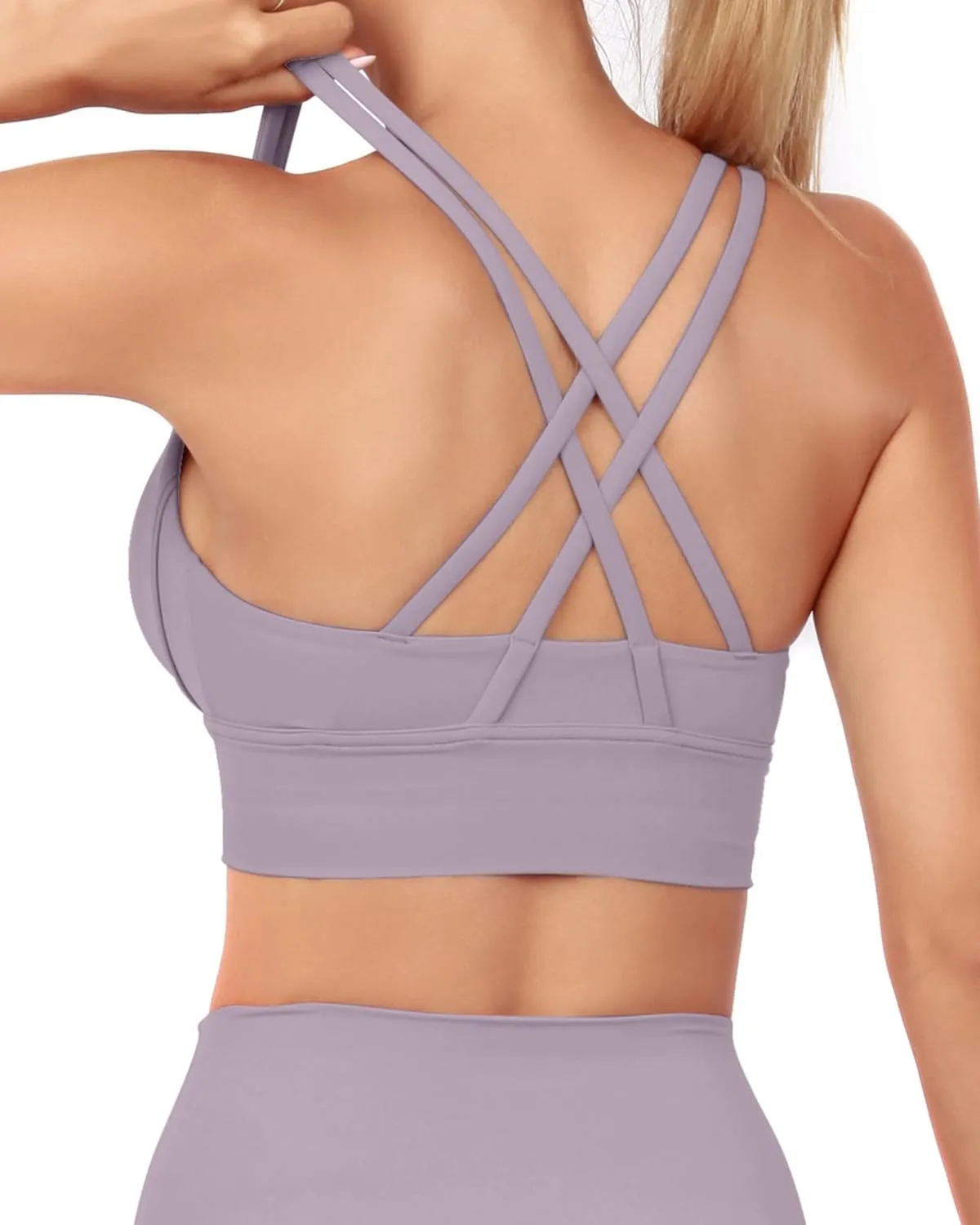 Grace Form Strappy Sports Bra for Women Padded Push Up Sports Bra Athletic Running Sports Bra Workout Bra Yoga Bra