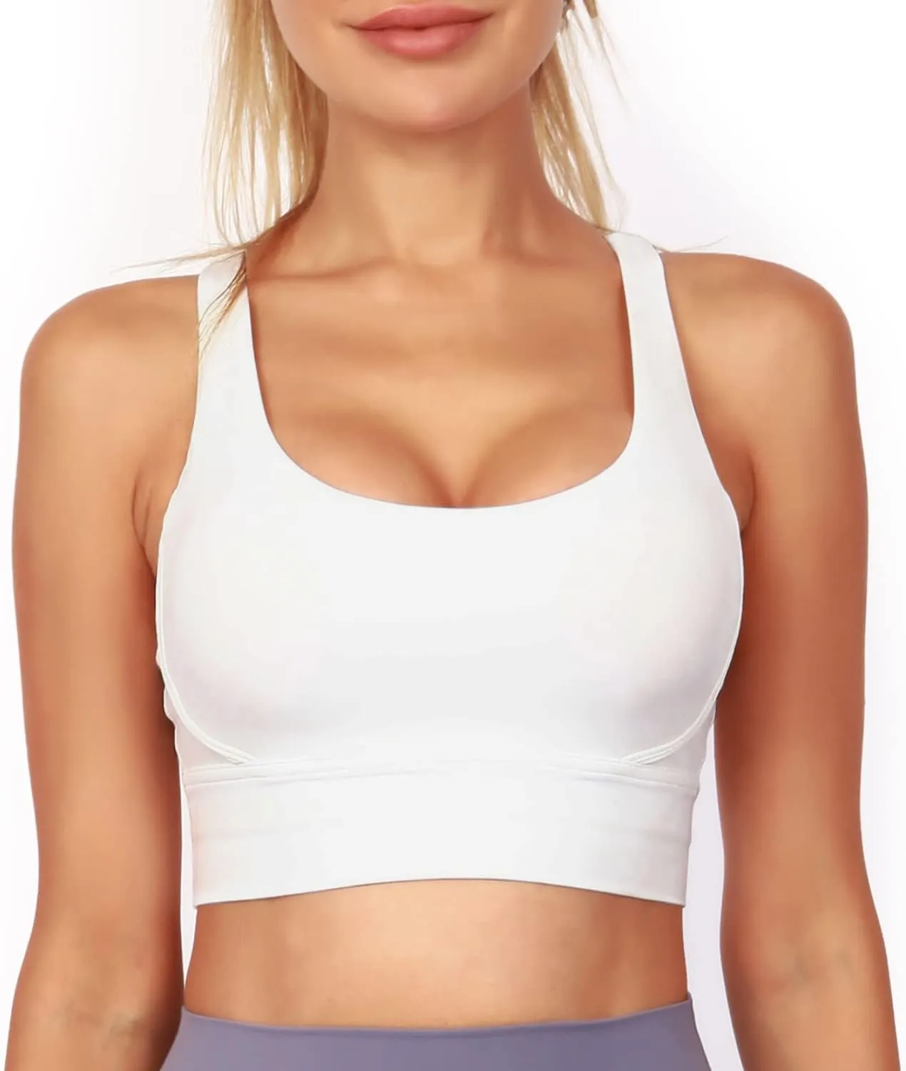 Grace Form Strappy Sports Bra for Women Padded Push Up Sports Bra Athletic Running Sports Bra Workout Bra Yoga Bra