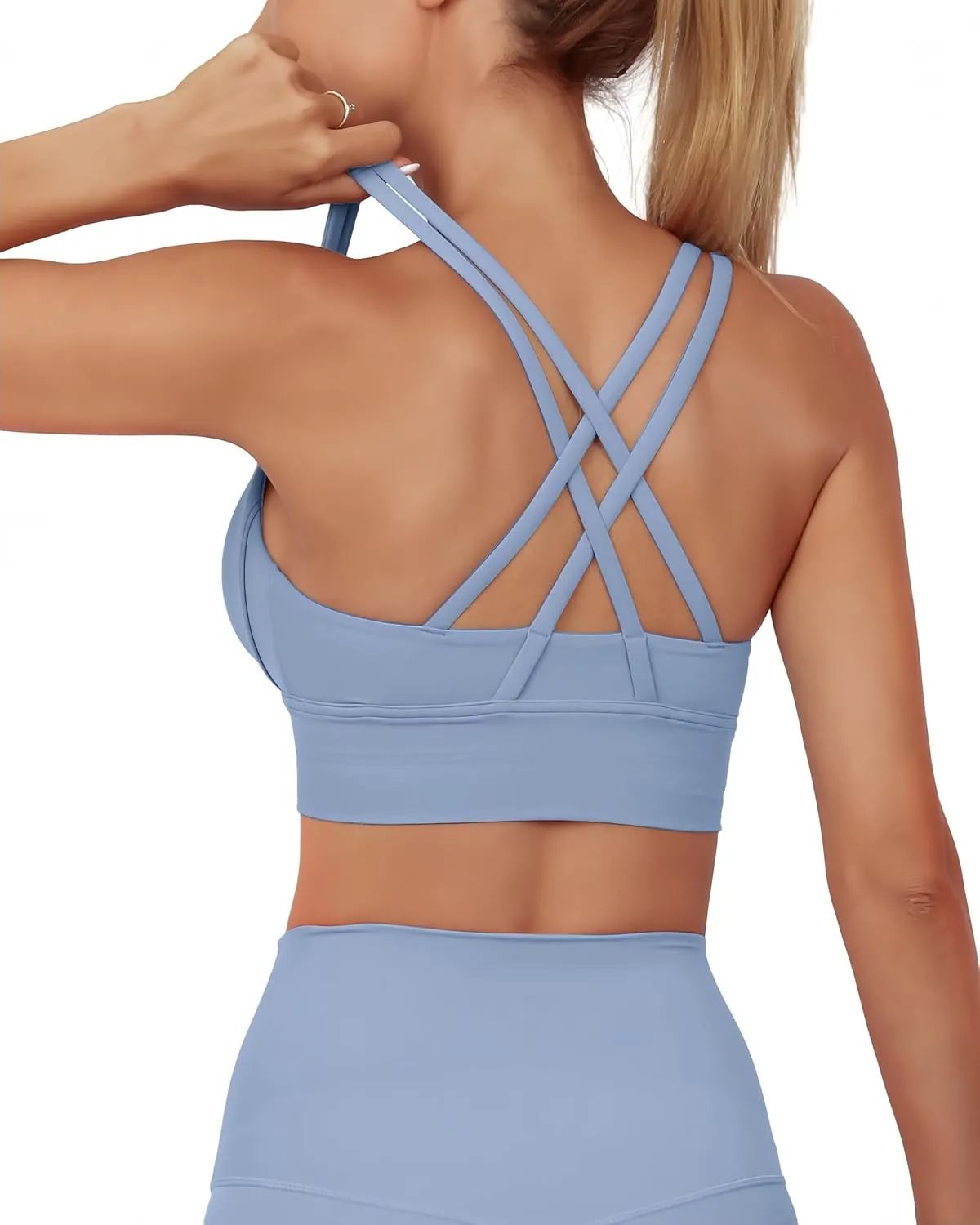 Grace Form Strappy Sports Bra for Women Padded Push Up Sports Bra Athletic Running Sports Bra Workout Bra Yoga Bra