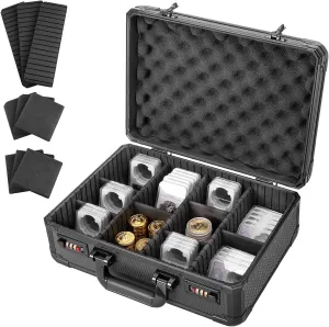 Graded Coin Storage Box - Fits NGC and PCGS Coin Slabs | Holds Over 60 Top Loaders, Coin Display Case, Coin Box, Coin Collection Storage -Black, Medium