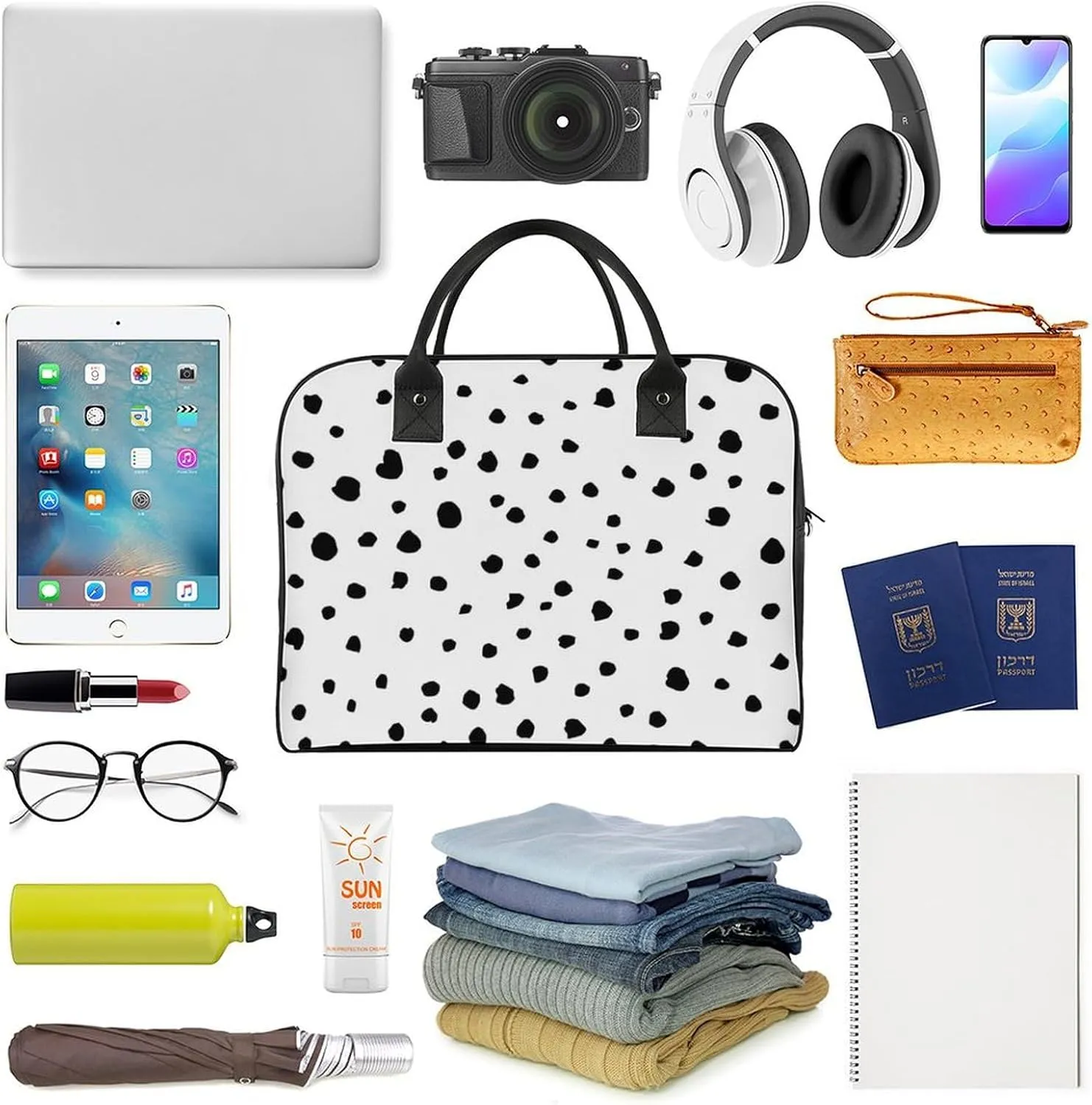 Green Boston Terrier Dogs Fashionable Large Capacity Travel Handbag Unisex