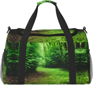Green Nature Travel Tote Bag – Large Reusable Shopping Bag, Vacation Tote, Sports Duffel Bag with Adjustable Crossbody Strap