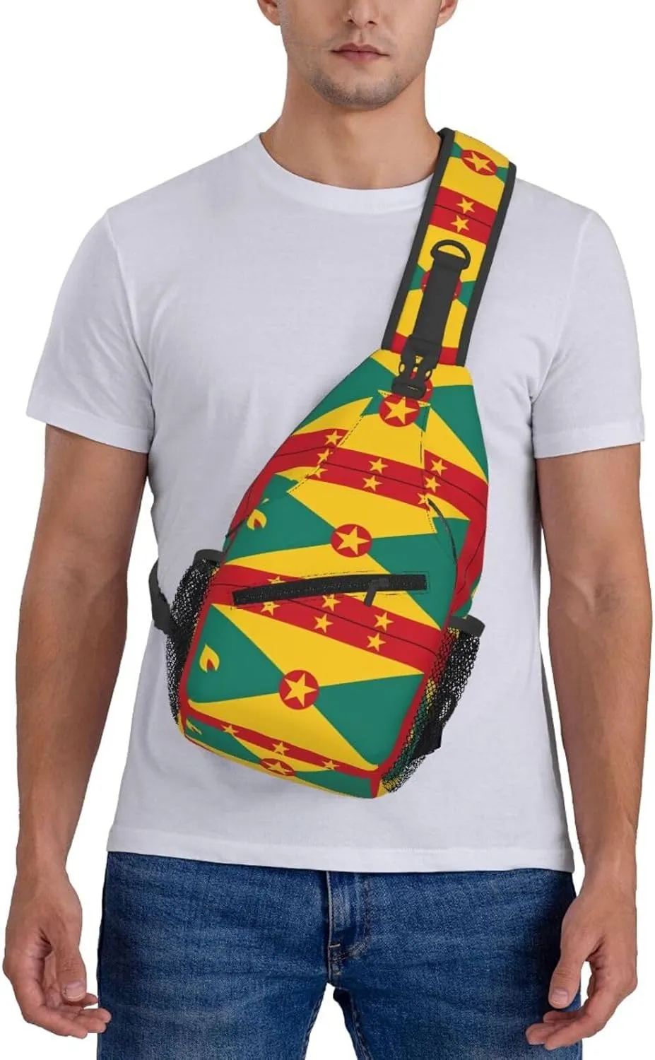 Grenada Flag Crossbody Bag Cross Chest Bag Adjustable Sling Backpack Sports Gym Shoulder Bags Travel Cycling Daypack Diagonally Casual Rucksack