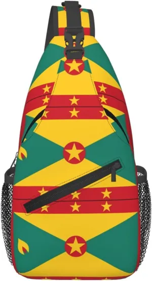 Grenada Flag Crossbody Bag Cross Chest Bag Adjustable Sling Backpack Sports Gym Shoulder Bags Travel Cycling Daypack Diagonally Casual Rucksack