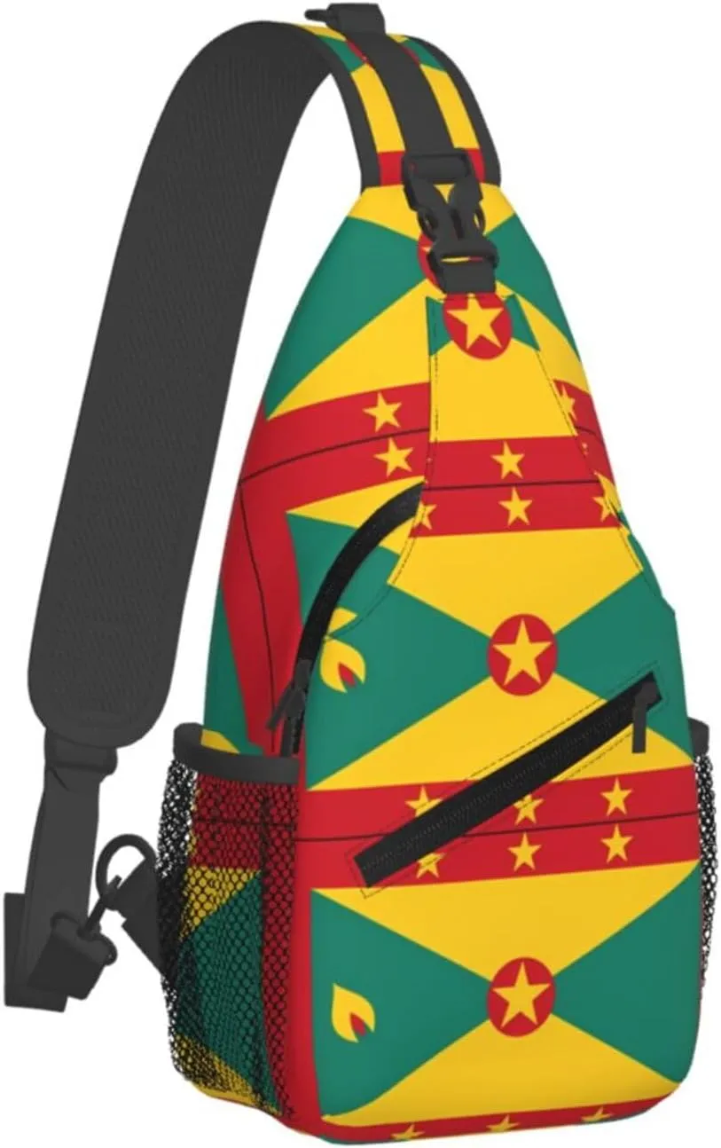 Grenada Flag Crossbody Bag Cross Chest Bag Adjustable Sling Backpack Sports Gym Shoulder Bags Travel Cycling Daypack Diagonally Casual Rucksack