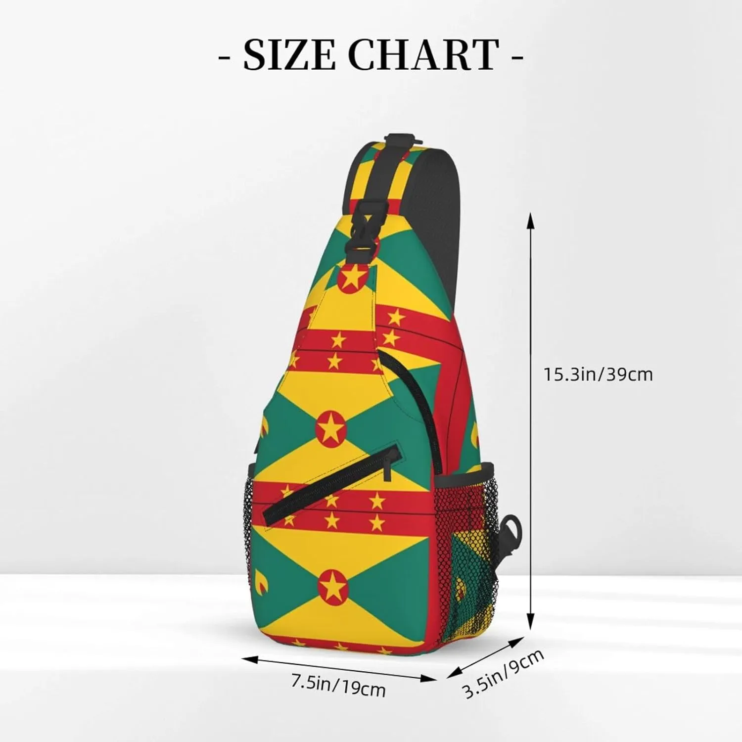 Grenada Flag Crossbody Bag Cross Chest Bag Adjustable Sling Backpack Sports Gym Shoulder Bags Travel Cycling Daypack Diagonally Casual Rucksack