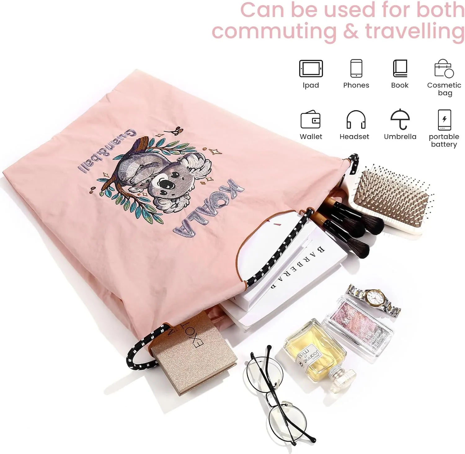 Guan&Ball Tote Bag for Women, Foldable Tote Bag With Large Shoulder strap Bag Handle Handbag for Travel, Work