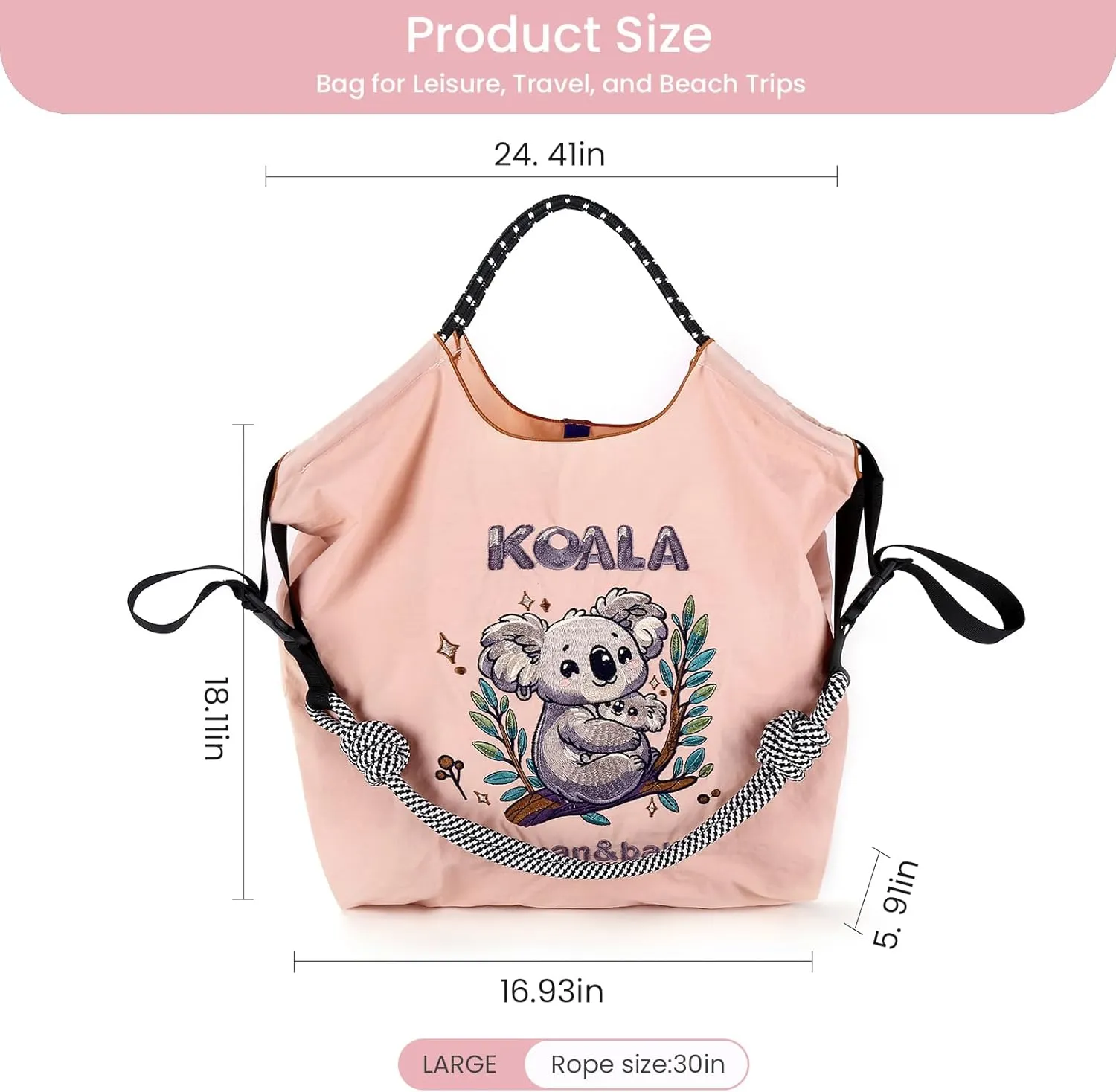 Guan&Ball Tote Bag for Women, Foldable Tote Bag With Large Shoulder strap Bag Handle Handbag for Travel, Work