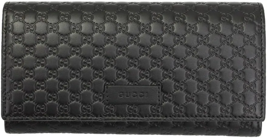 Gucci Micro Guccissima Black Leather Long Wallet 449396 Bmj1g 1000