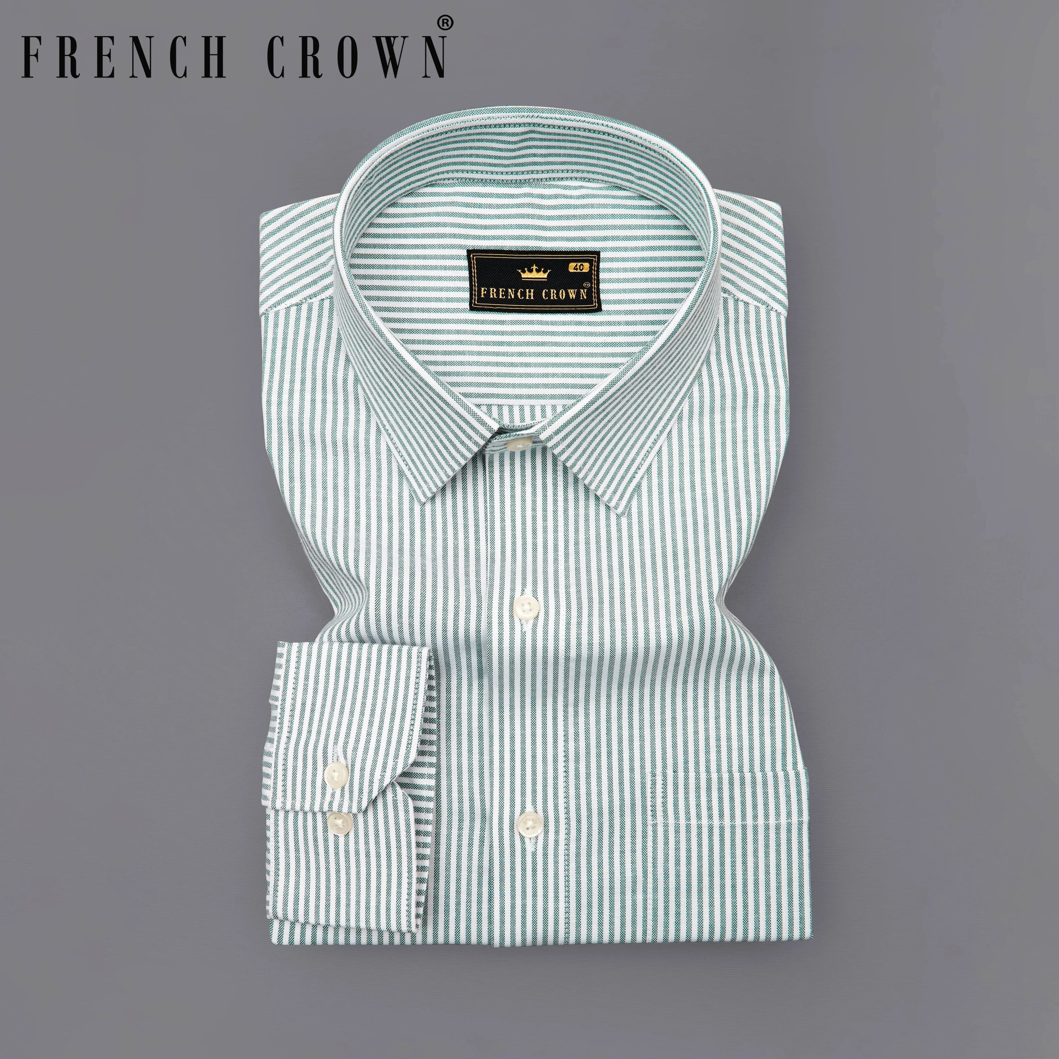 Gunsmoke Green Pinstriped Royal Oxford Shirt