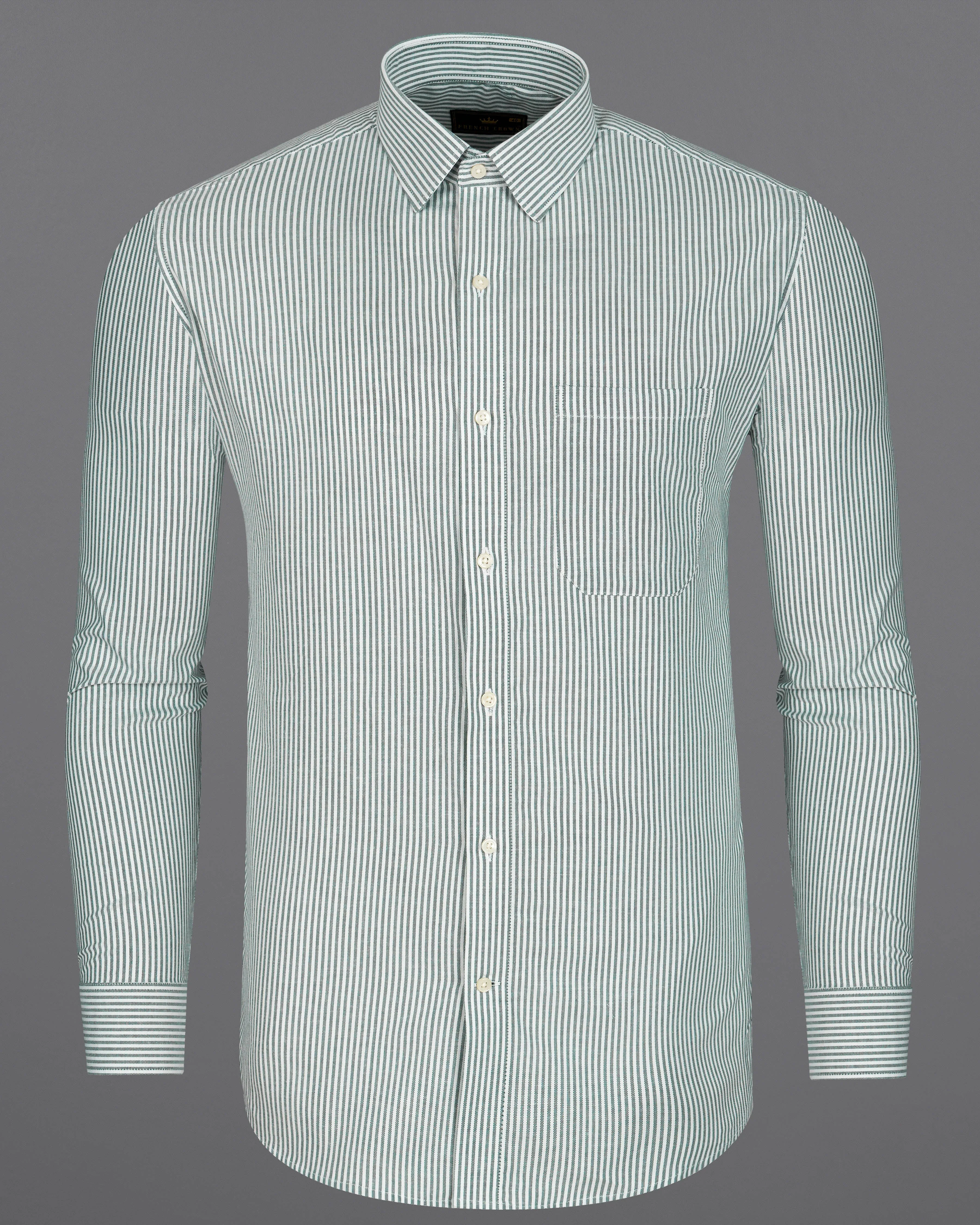 Gunsmoke Green Pinstriped Royal Oxford Shirt