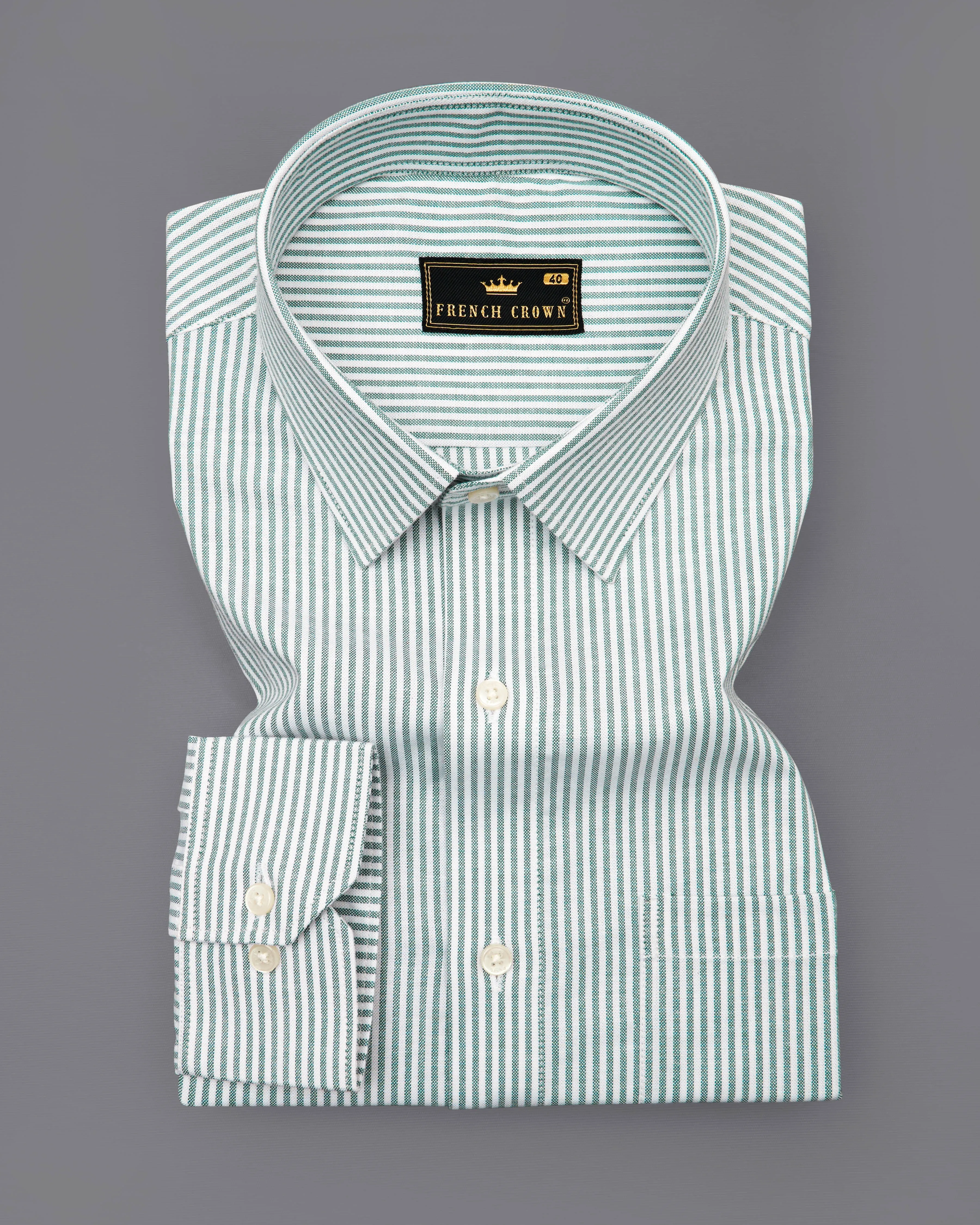 Gunsmoke Green Pinstriped Royal Oxford Shirt