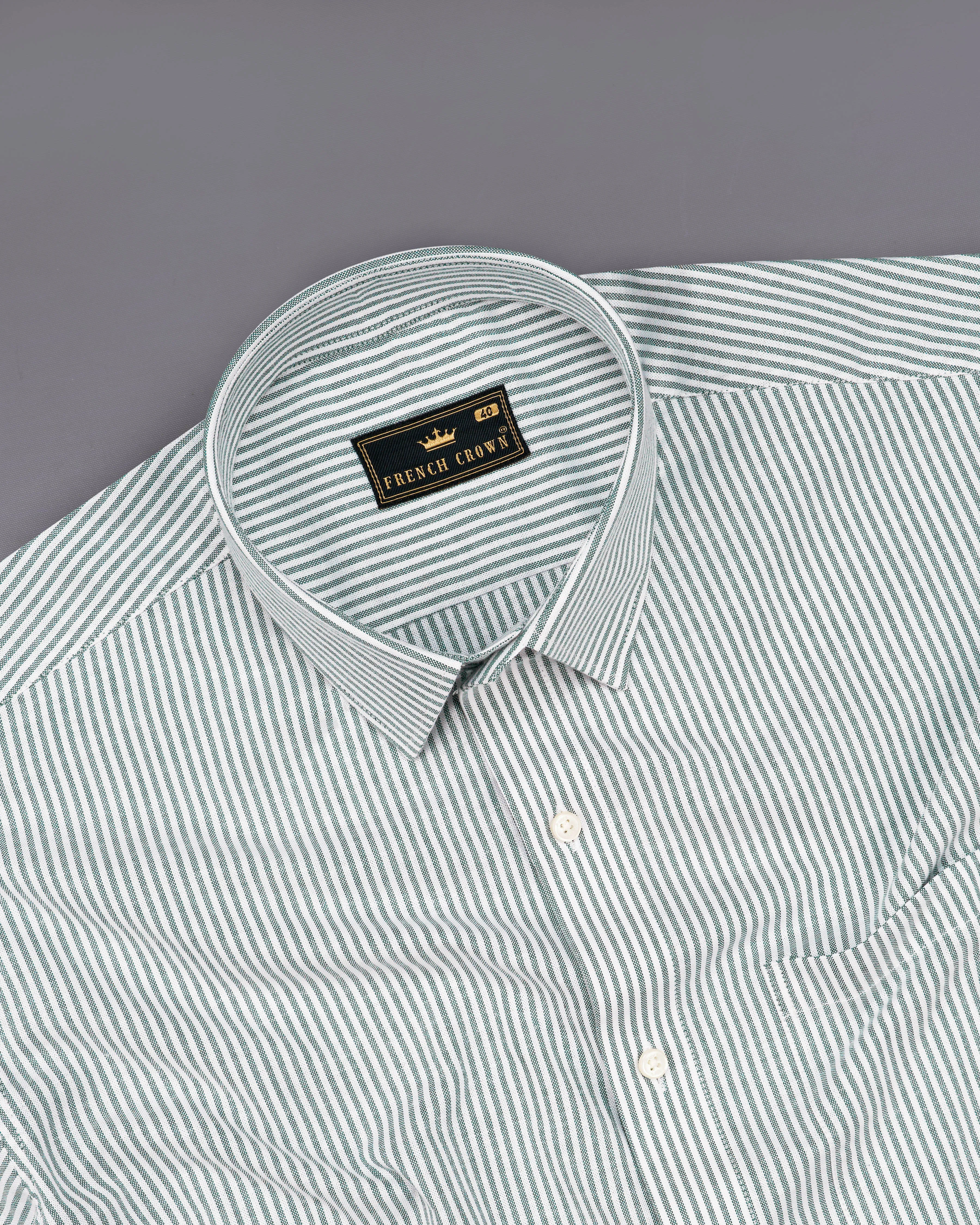 Gunsmoke Green Pinstriped Royal Oxford Shirt
