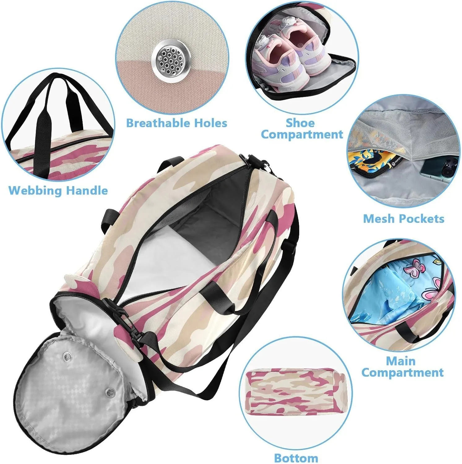 GuoChe Black Crossbody Bags with Shoes Compartment Practical Handbags for Go shopping