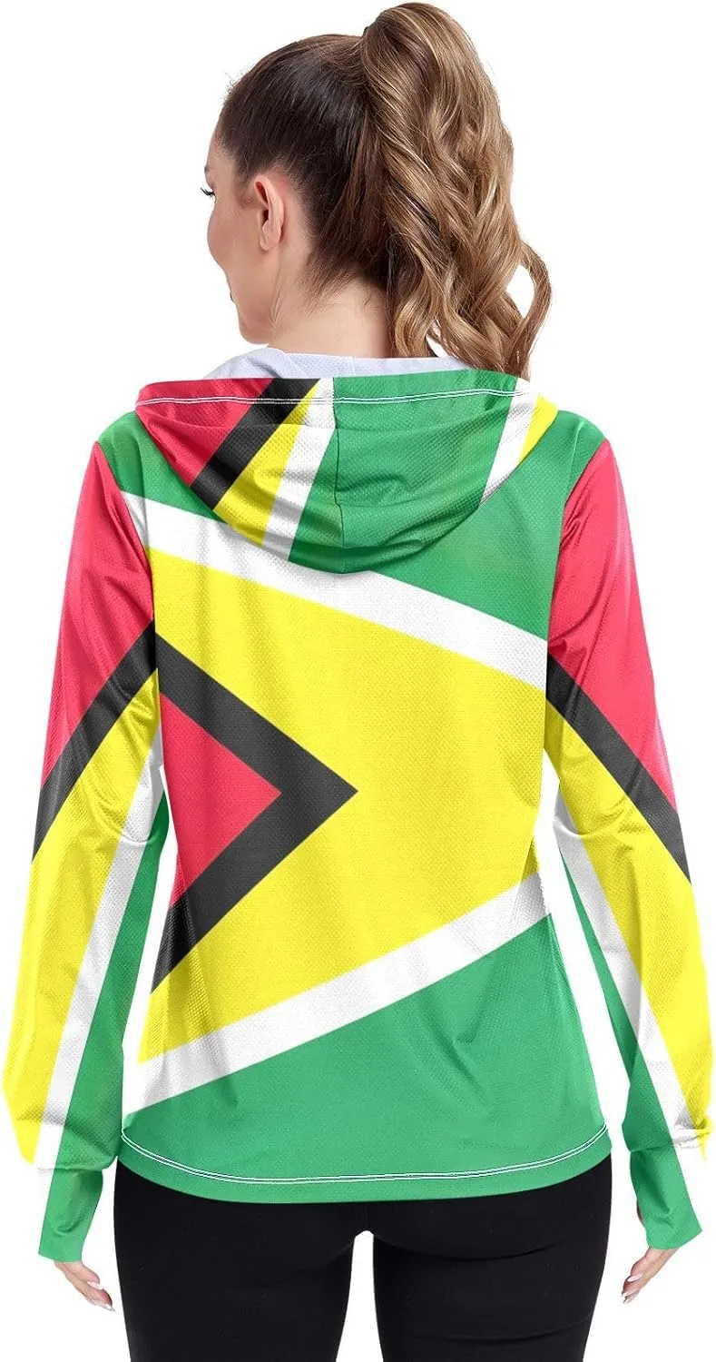 Guyana Flag Uv Protection Jacket Upf 50 , Long Sleeve Zip up Outdoor Jacket