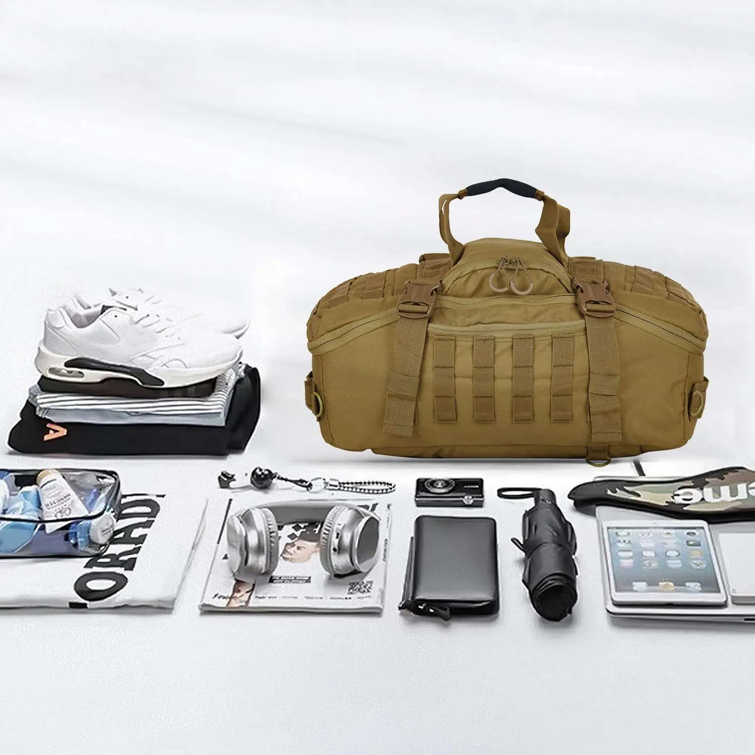 Gym Backpack for Men Sports Duffel Bag Gym Bags with Three Ways of Carrying (TAN-40L)