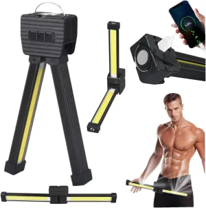 Gym Lamp for Posing, 7th Gear Dimming, Can Charge Your Phone, 180 Degree Folding Magnetic Work Light with Hanging Hook, Handheld USB Rechargeable Worklight, COB Camping Light