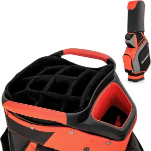 GYMAX Golf Bag, 14 Way Divider Golf Cart Bag with 7 Zipper Pockets, Individual Putter Well & Rain Hood, Lightweight Golf Club Bag, Freestanding Portable Golf Carry Bag for Men Women