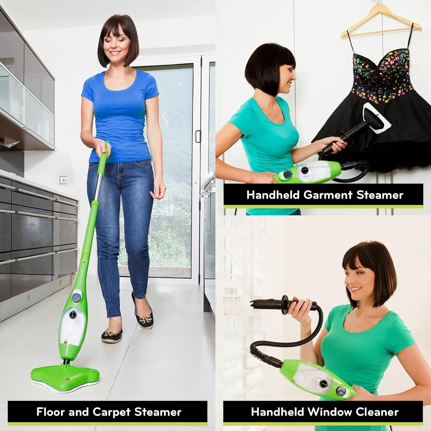 H2O X5 Steam Mop 5-in-1 DualBlast and Handheld Steamer Cleaner For Kitchen Tile Floors, Floor Steamer, Hardwood Floors, Grout Cleaner, Upholstery Cleaner and Carpets