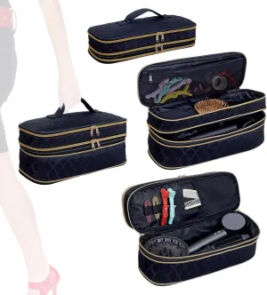 Hair Dryer Travel Carrying Case, Curling Iron Storage Bag, Slim Expandable Handheld Dual-Layer Travel Storage Bag for Dryer/Hair Tool Organizer/Style Organizer