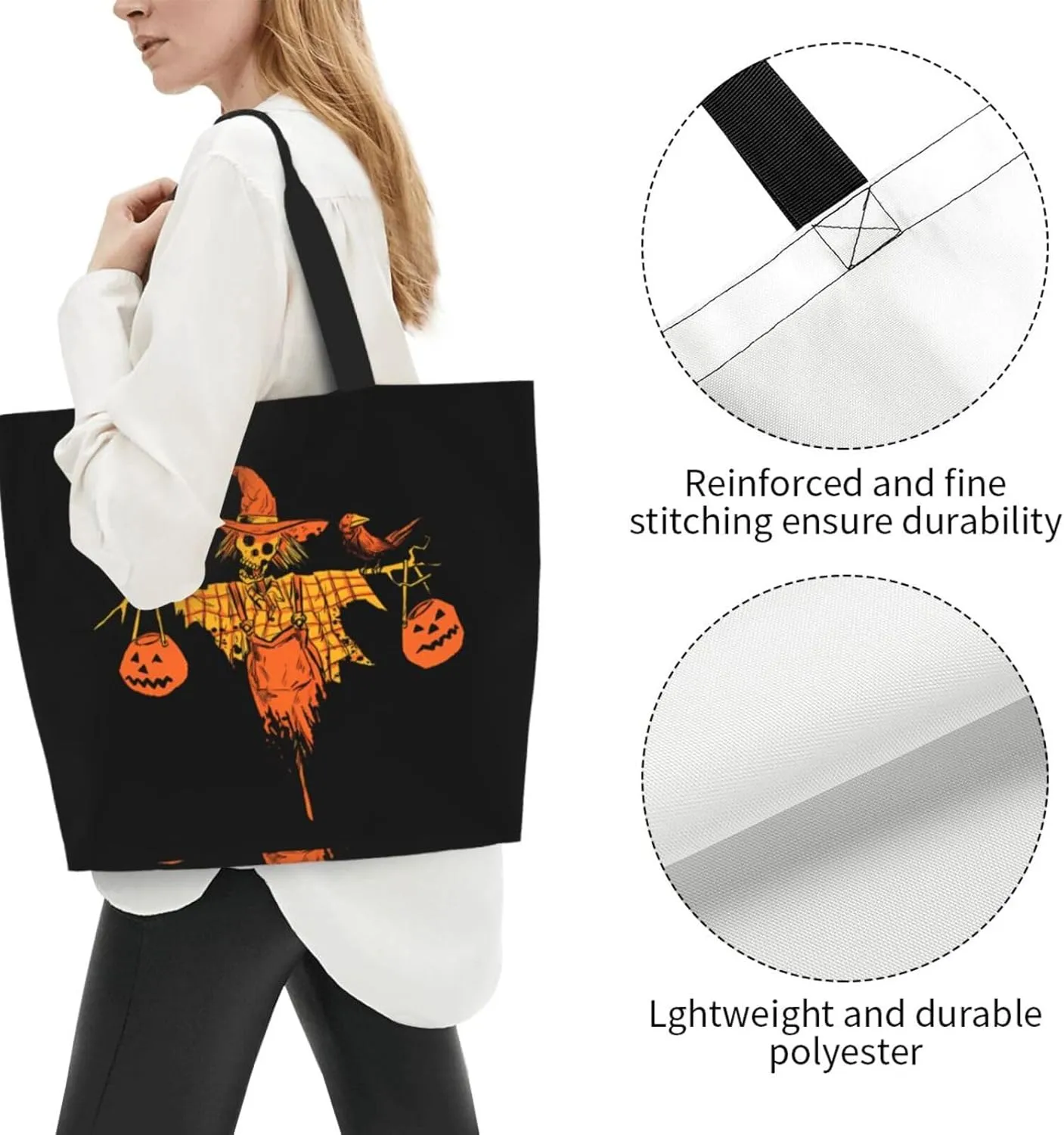 Halloween Tote Bags Large Women Reusable Shoulder Travel Shopping Gift Bags