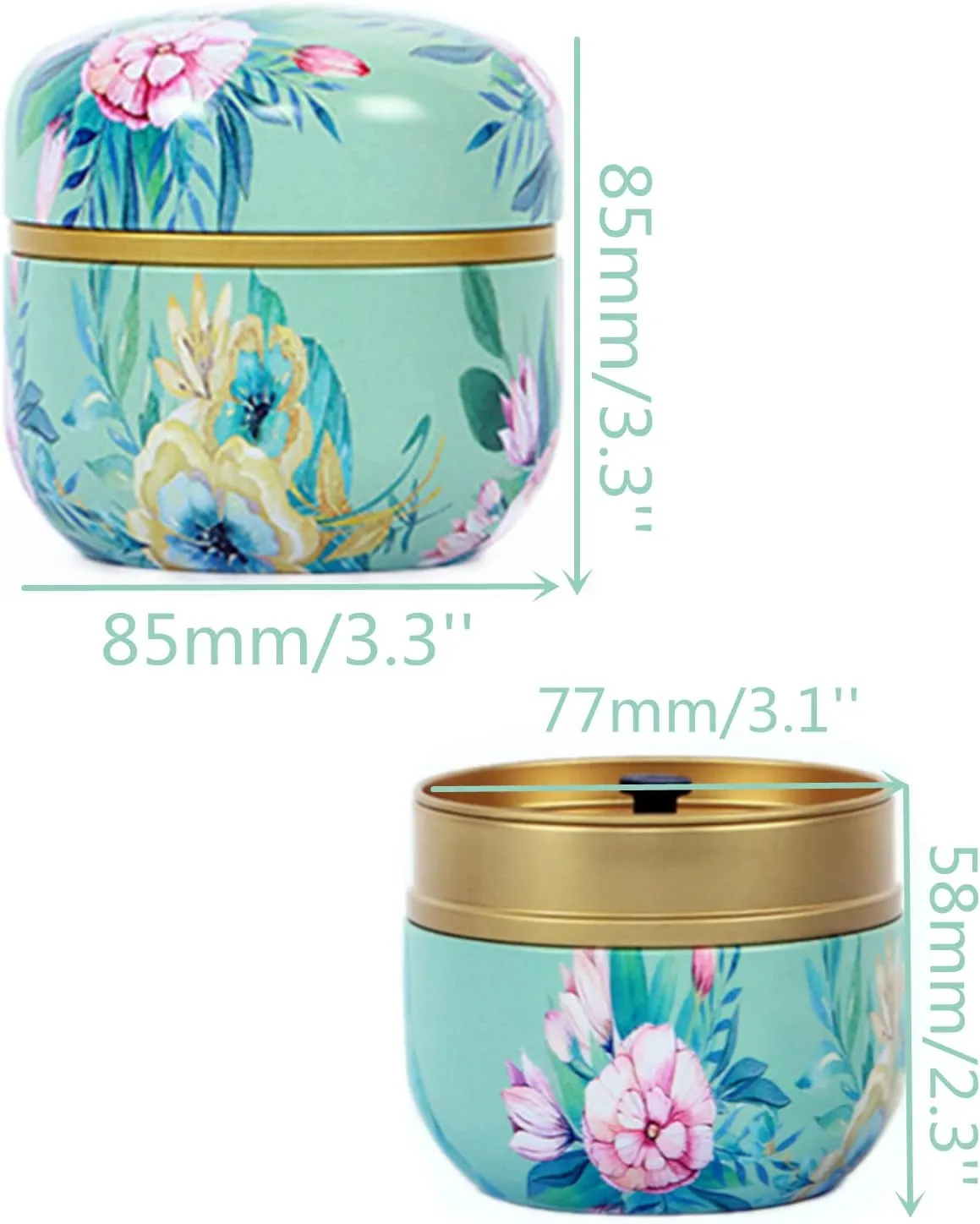 HAN SHENG 6 Pcs Tea Storage Containers Retro Portable Tinplate Tea Tins Coffee Tins Food Storage Container for Tea Coffee Herb Candy Chocolate Sugar Spices