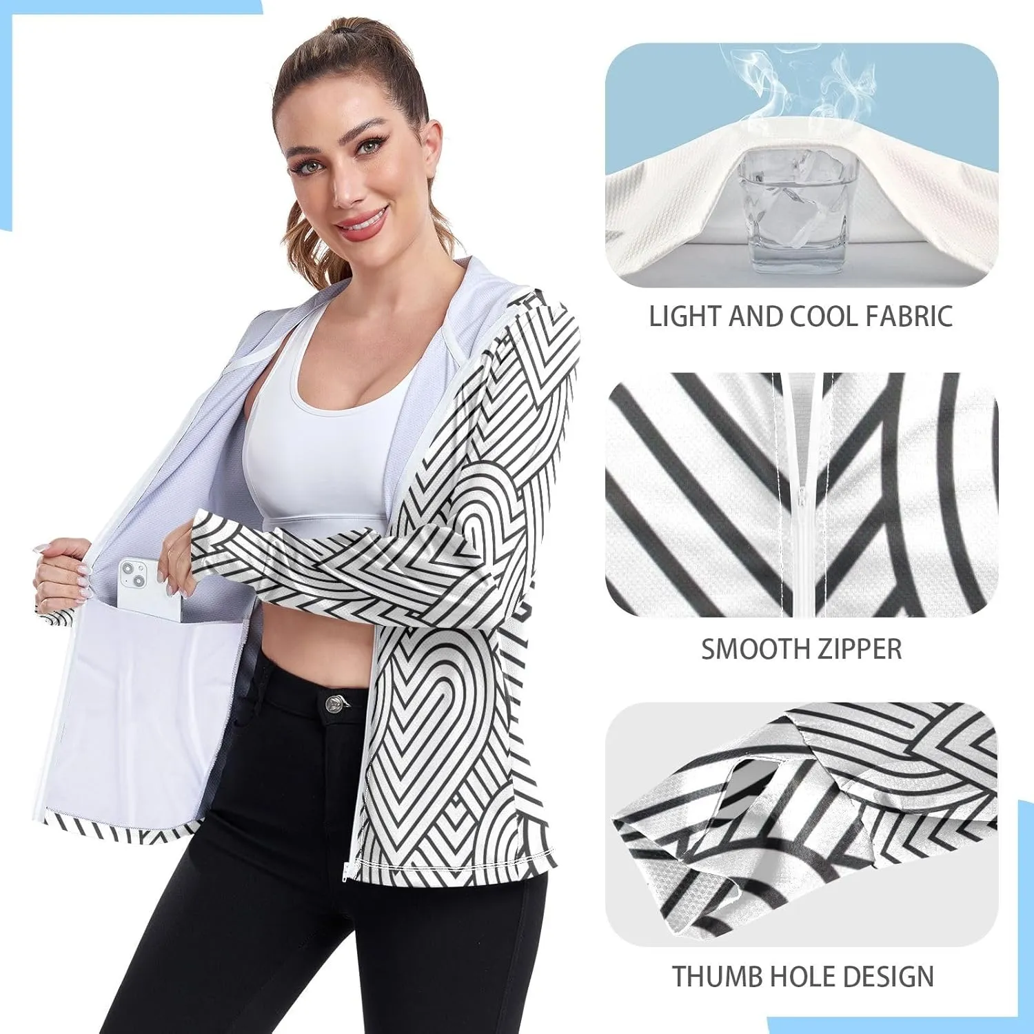 Handdrawn Hearts Valentines Uv Jacket Upf 50 , Long Sleeve Shirt, Athletic Zip up Hoodie, Outdoor Shirt