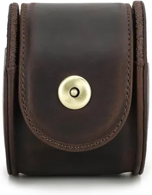 Handmade Magnetic Buckle Travel Watch Storage Box with Leather Cylindrical Watch Case