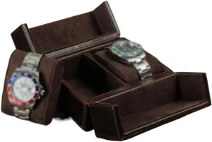 Handmade Portable Mechanical Watch Case with Leather, Anti Drop Travel Watch Storage Box