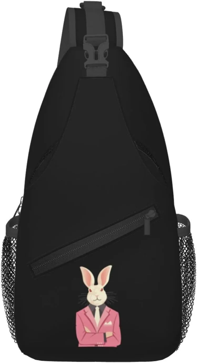 Handsome Rabbit Crossbody Bags For Women Men Chest Backpack Gym Shoulder Bag Travel Outdoor Sports Casual Crossbody Bags