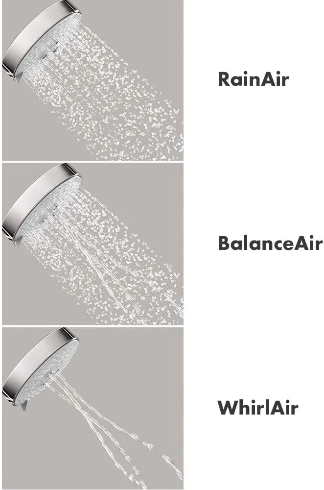 hansgrohe Raindance Select S Easy Install 5-inch Handheld Shower Head Modern 3 Whirl, Rain, RainAir 26531001