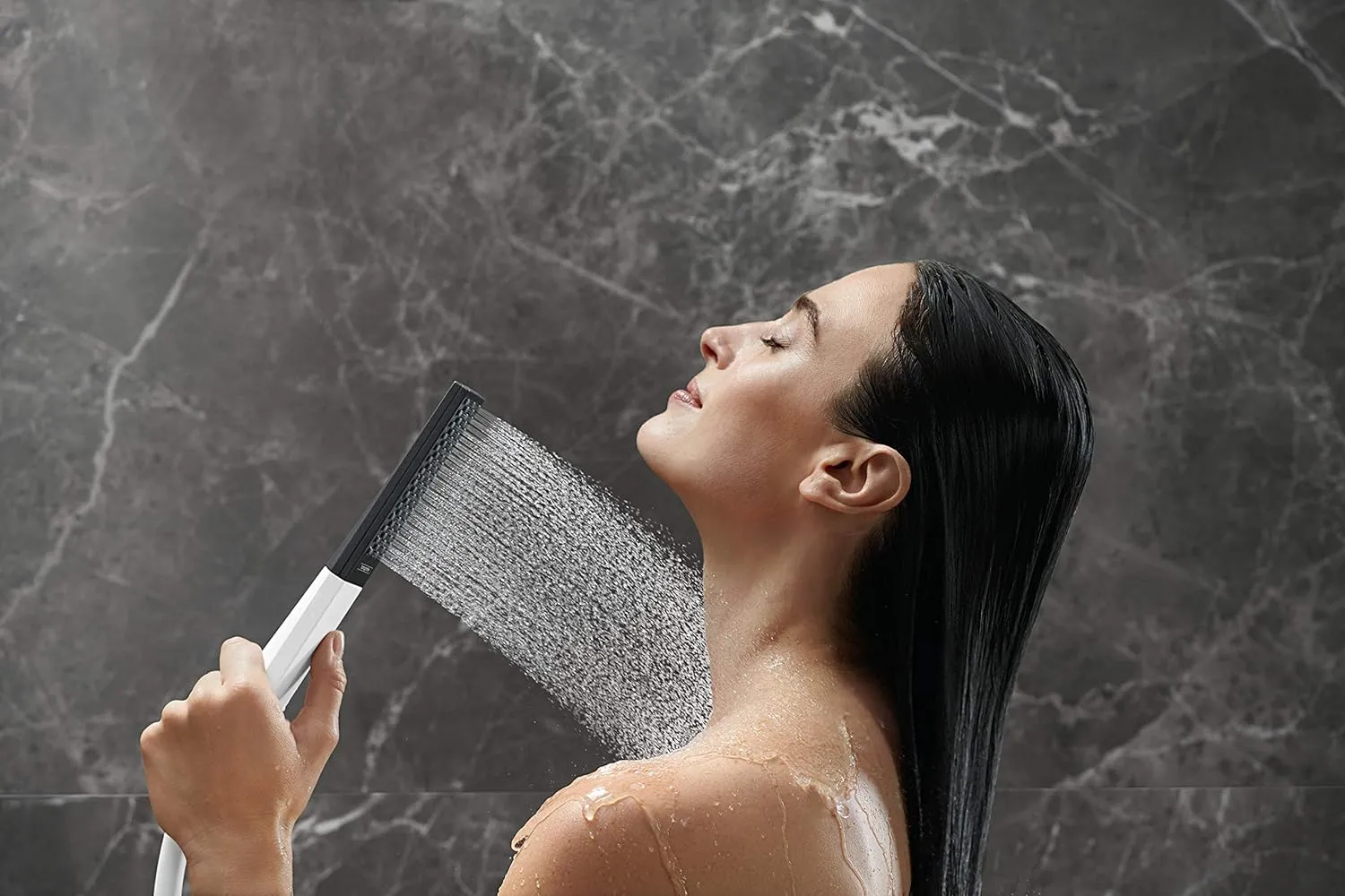 hansgrohe Rainfinity 2-inch Modern Handheld Shower Head 1-Spray PowderRain in Chrome, 26866001, 2.5