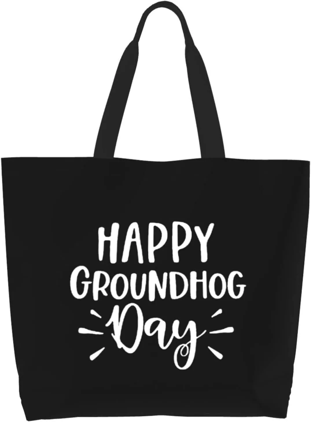 Happy Groundhog Day Women'S Lightweight Canvas Handbag Reusable Shopping Bag