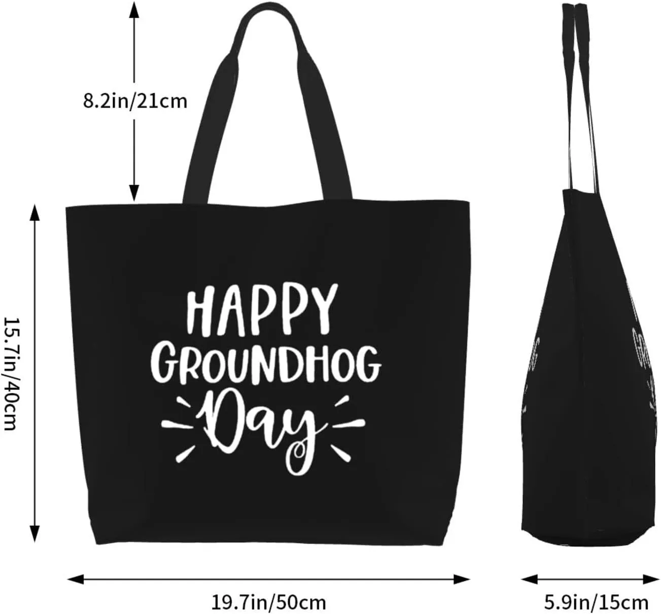 Happy Groundhog Day Women'S Lightweight Canvas Handbag Reusable Shopping Bag