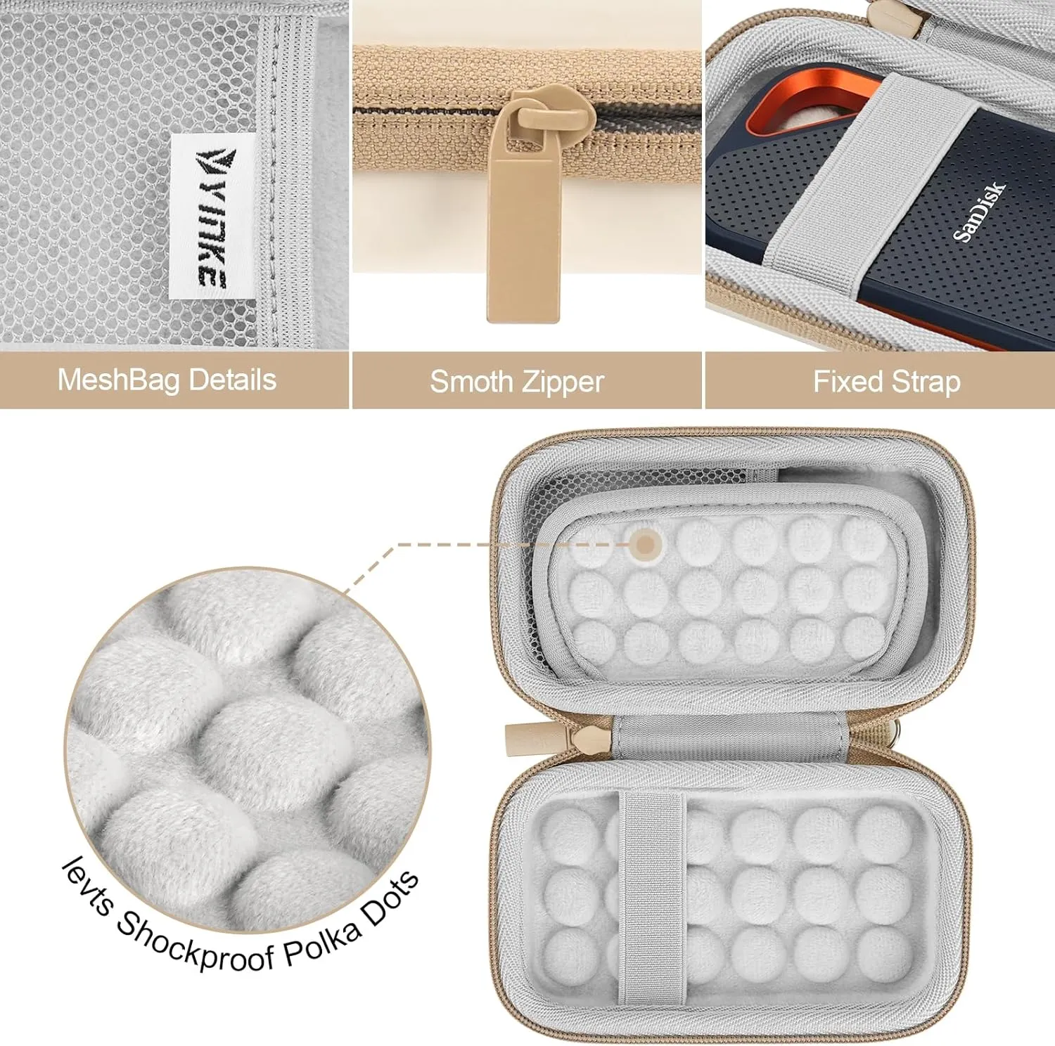 Hard Case for SanDisk Extreme Pro/SanDisk Extreme External SSD 500GB 1TB 2TB Travel Case Storage Bag(White)