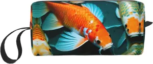 HD Koi Fish print Travel Cosmetic Bag Gifts for Women Portable Make Up Bags for Women Mother Sister