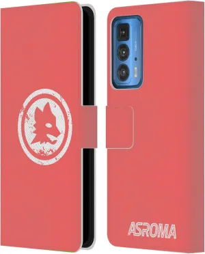 Head Case Designs Officially Licensed AS Roma Pink Distressed Crest Graphics Leather Book Wallet Case Cover Compatible with Motorola Edge (2022)