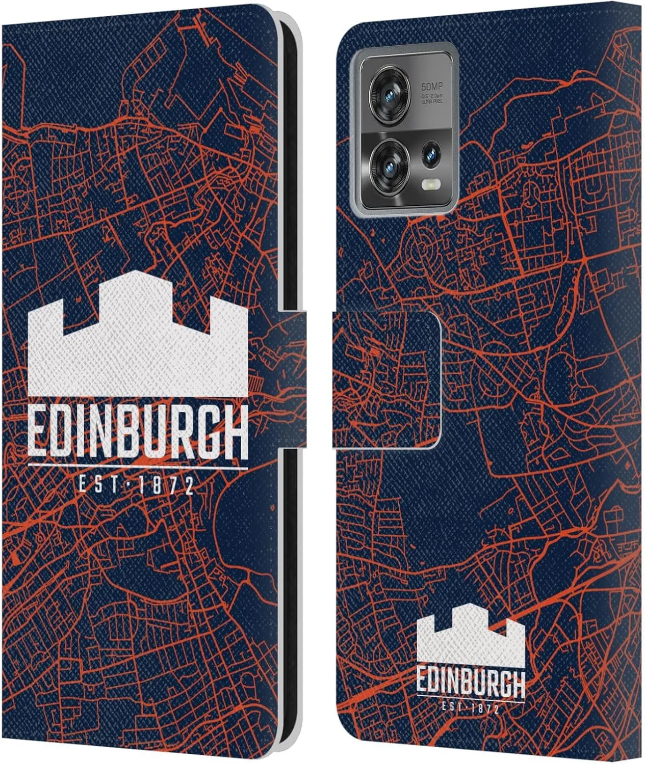 Head Case Designs Officially Licensed Edinburgh Rugby Map Graphics Leather Book Wallet Case Cover Compatible with Motorola Moto Edge 30 Fusion